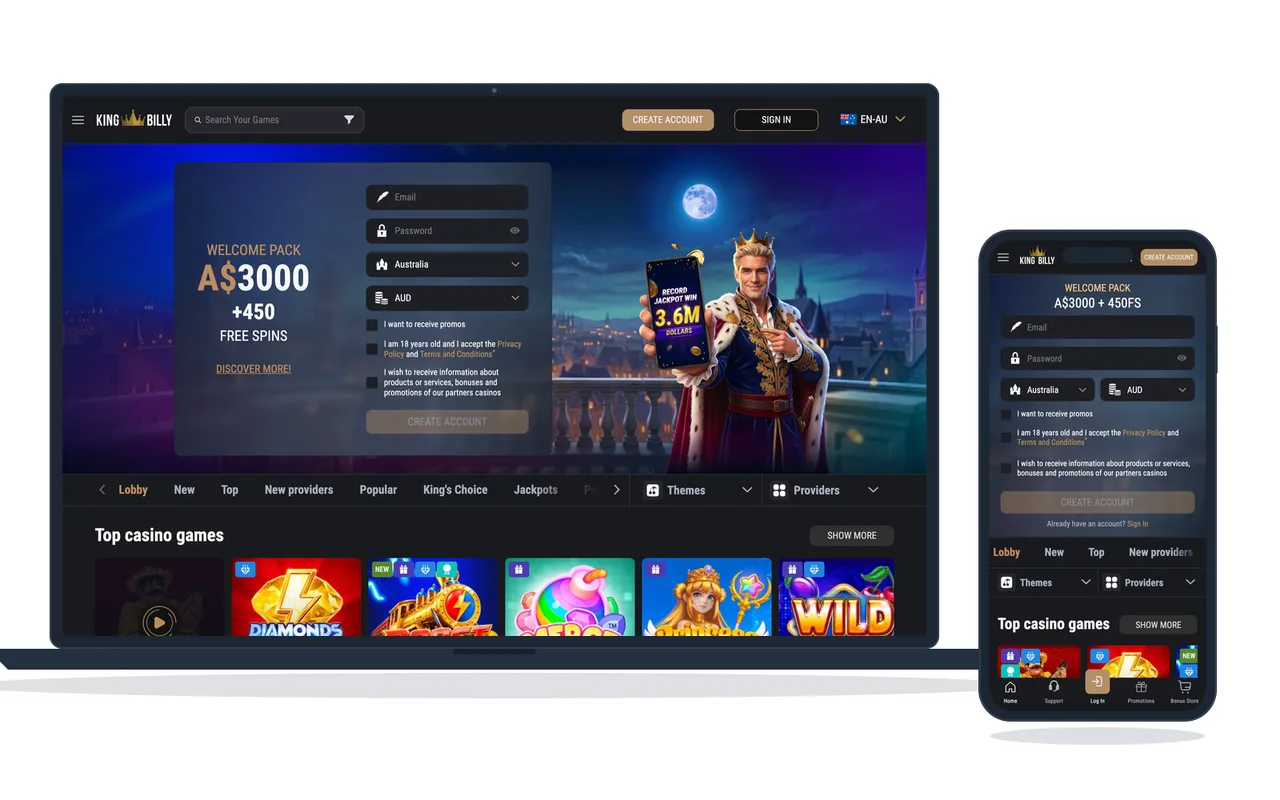 Casino lobby filtered by game provider, showing studio logos above rows of matching pokie tiles